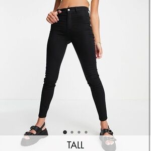 Pull&Bear black Tall high waisted high rise jeans in black